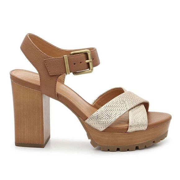 CROWN VINTAGE JULA PLATFORM SANDAL in Gold Cognac - Picture 4 of 9